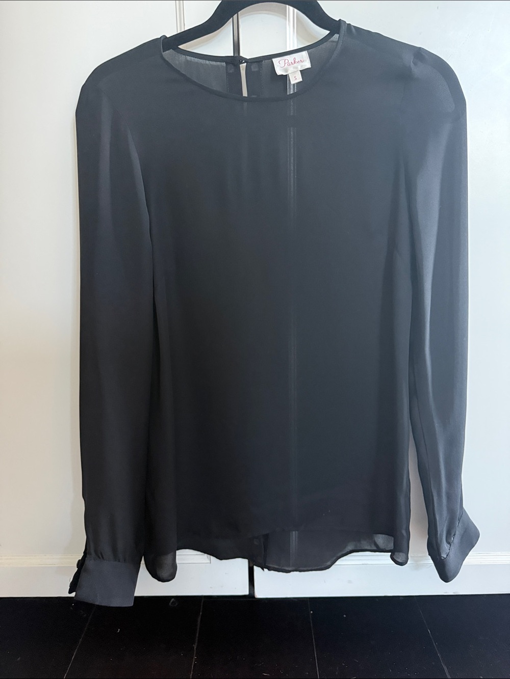Parker studded  Black Long-Sleeve Sheer Blouse
